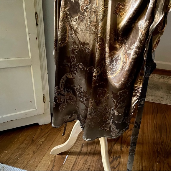 Vintage Gold 60s 70s silky Paisley Kaftan Mini butterfly Dress Angel Sleeves - Picture 16 of 16